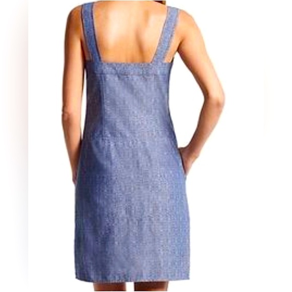 Derek Lam Chambray Indigo Blue Denim Button Front Dress with Pockets, Size M (8) - Picture 3 of 16
